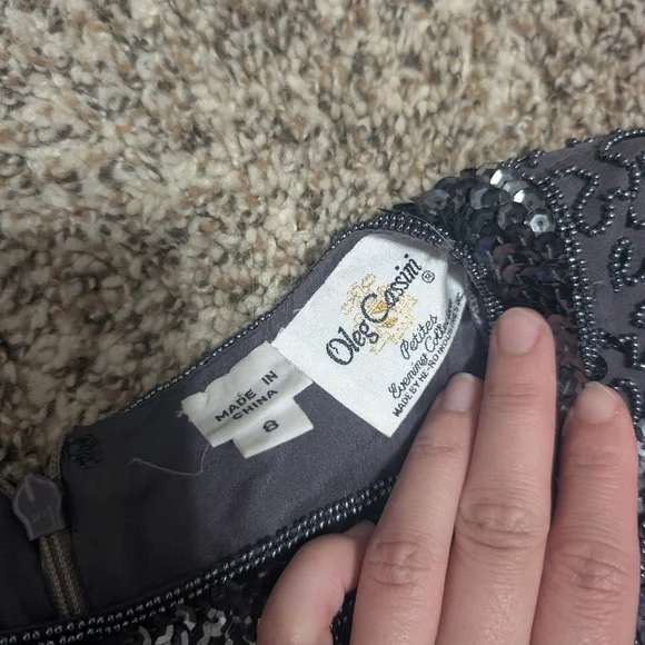 Vintage Oleg Cassini Silk Beaded Petite Evening Dress - Picture 3 of 11